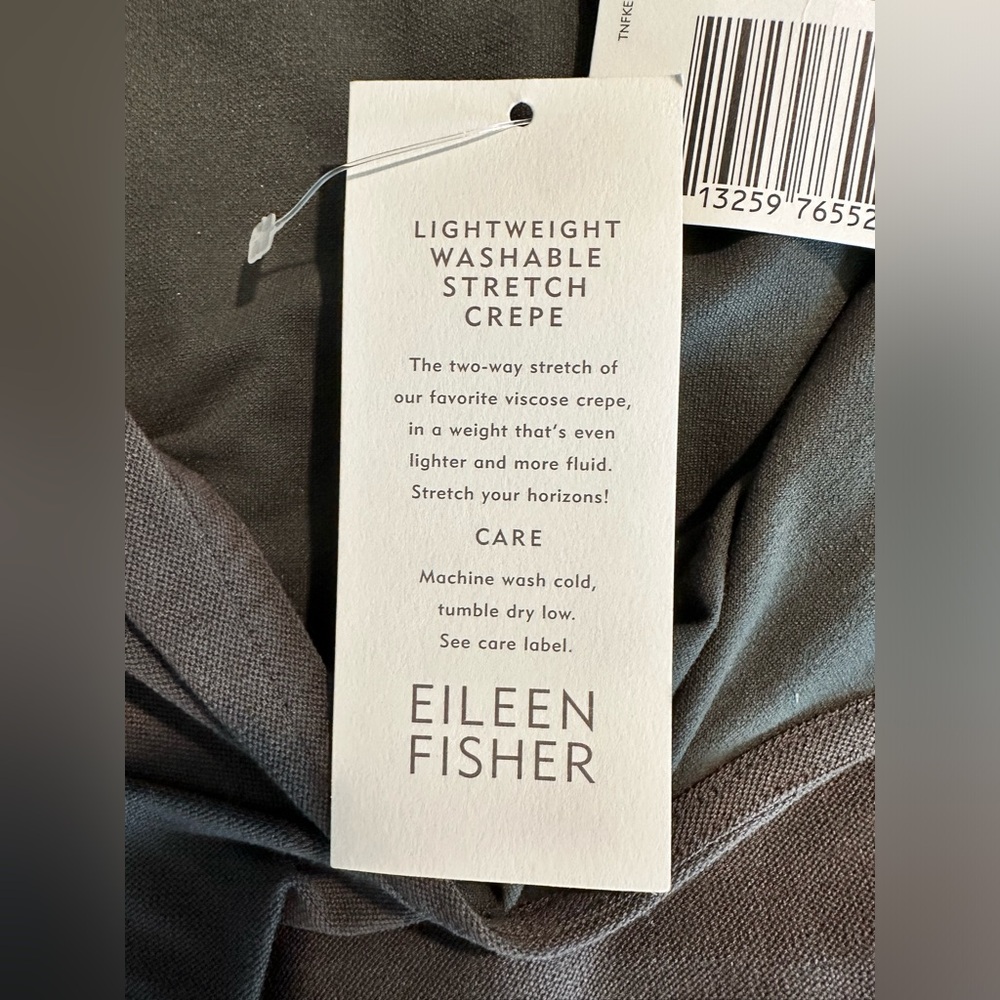 Eileen Fisher Scoop Neck Long Tank lightweight Washable Stretch Crepe size Large - Picture 10 of 11